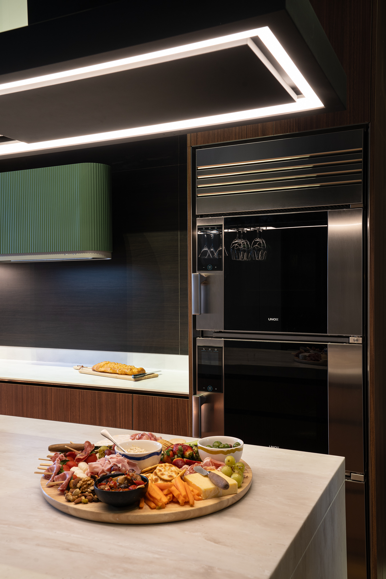Kitchen island and integrated appliances in the Sydney selection studio